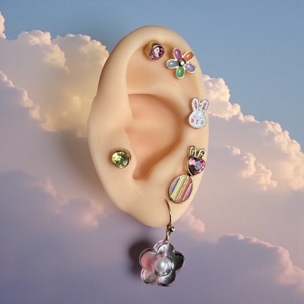 Cat & Jack NWT Easter Bunny Stud Earrings Set CC